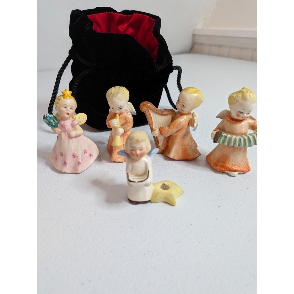 Vintage Lot of 5 Germany Porcelain Figures Holiday Angels Goebel Musical MCM